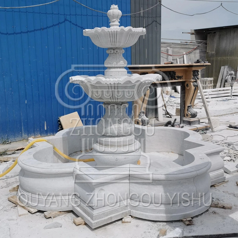 Basic Customization Hand-Carved White Marble Horse Yard Garden Fountain Marsillia Fountain